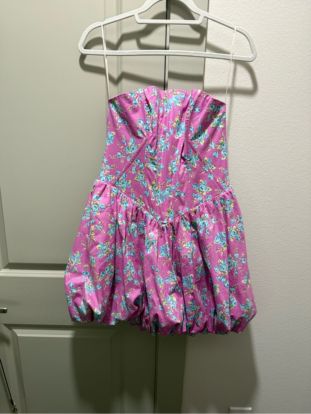 Zara Pink Floral Strapless Mini Dress